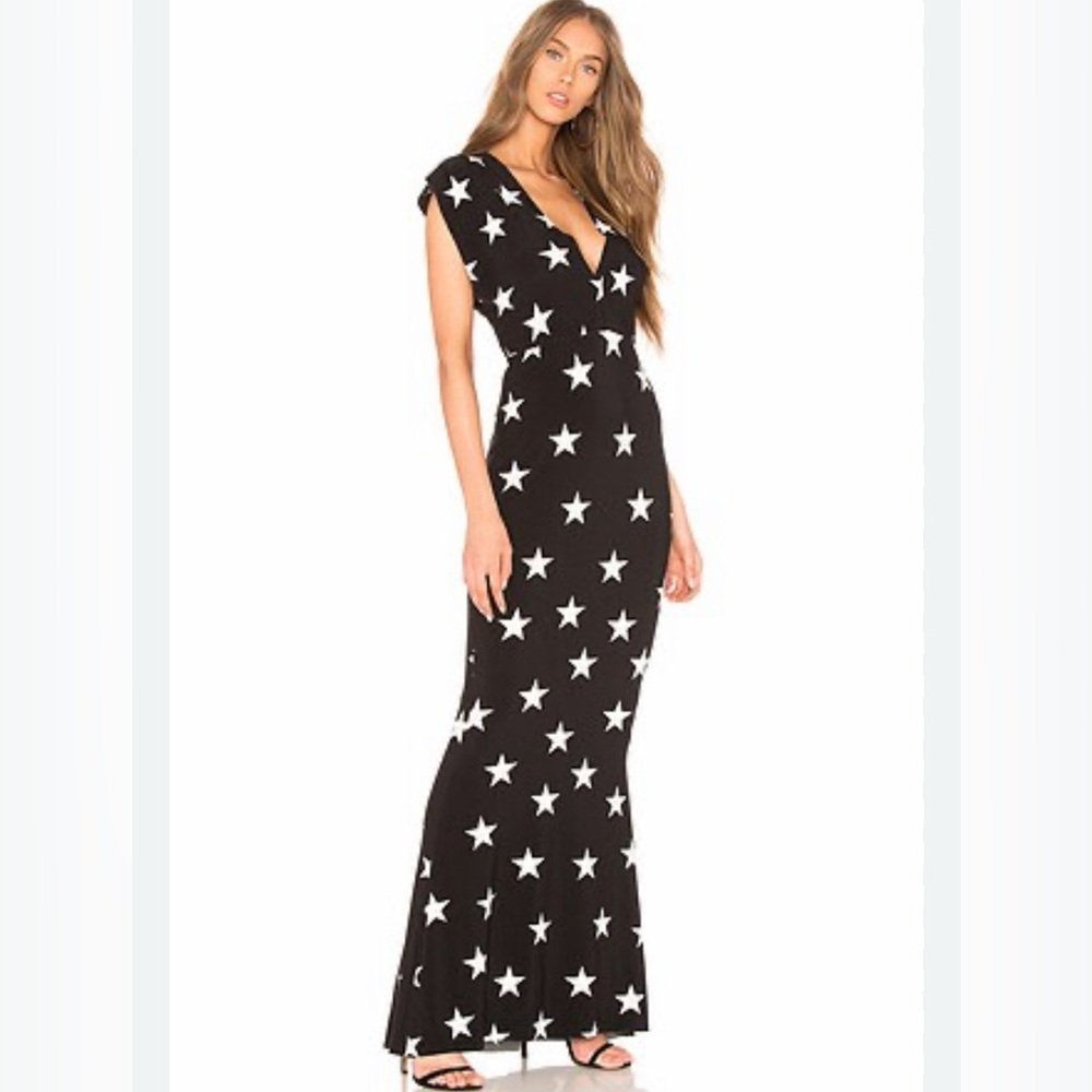 Norma Kamali Black and White Star Maxi Dress